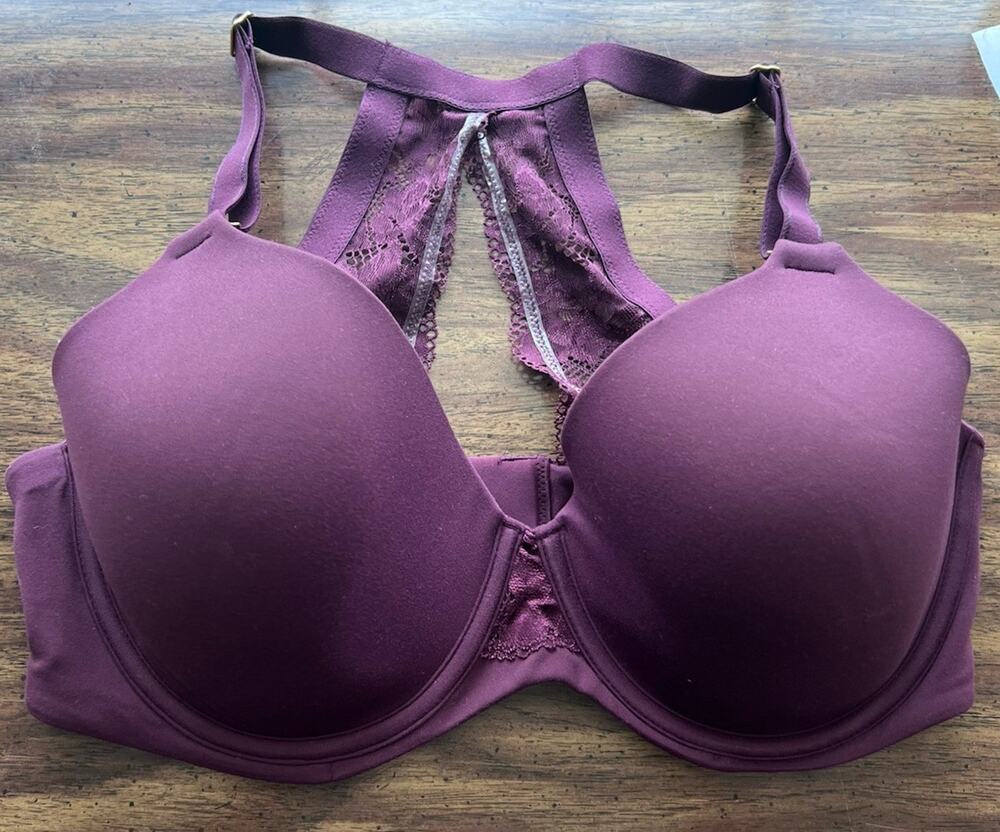 Soma Women Embraceable Geo Lace Racerback Full Coverage Bra Maroon Size 36DDD